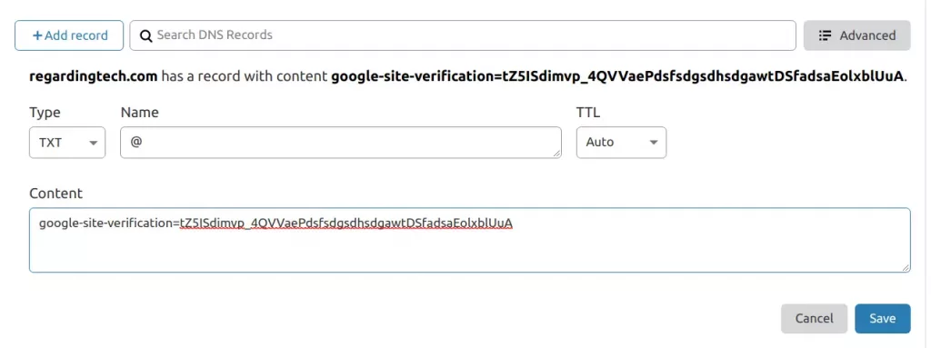 Google-verification-TXT-record